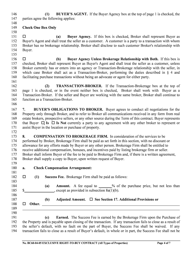 Fillable Online Colorado Exclusive RighttoBuy Contract for All