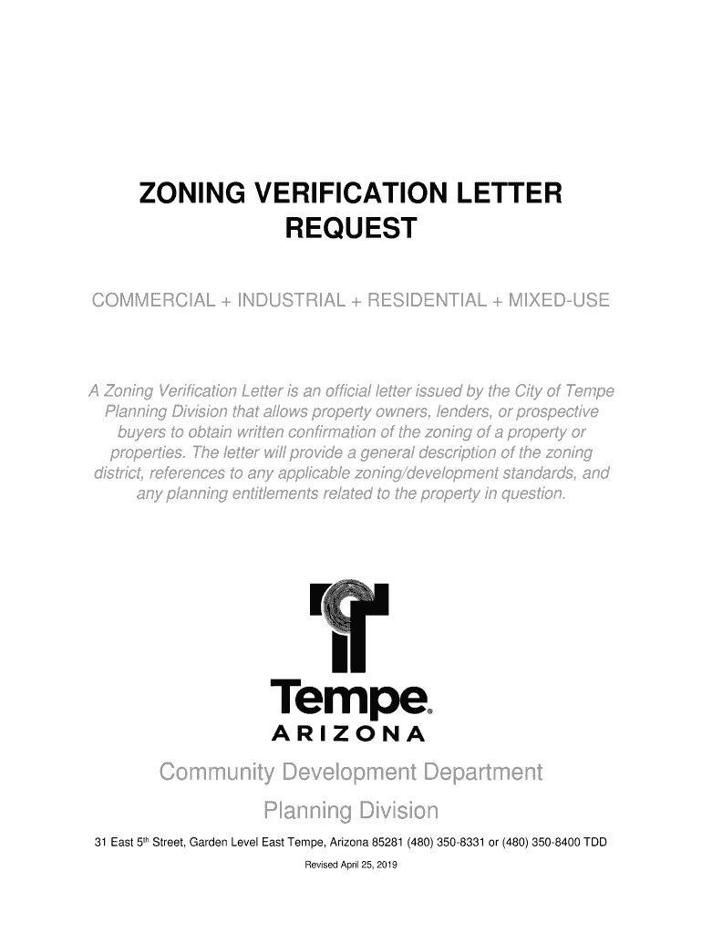 Fillable Online zoning verification letter request City of Tempe Fax