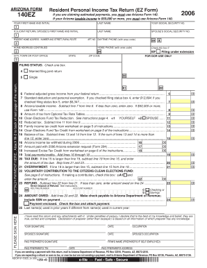 Fillable Online 2006 140EZ - Arizona Department of Revenue Fax Email
