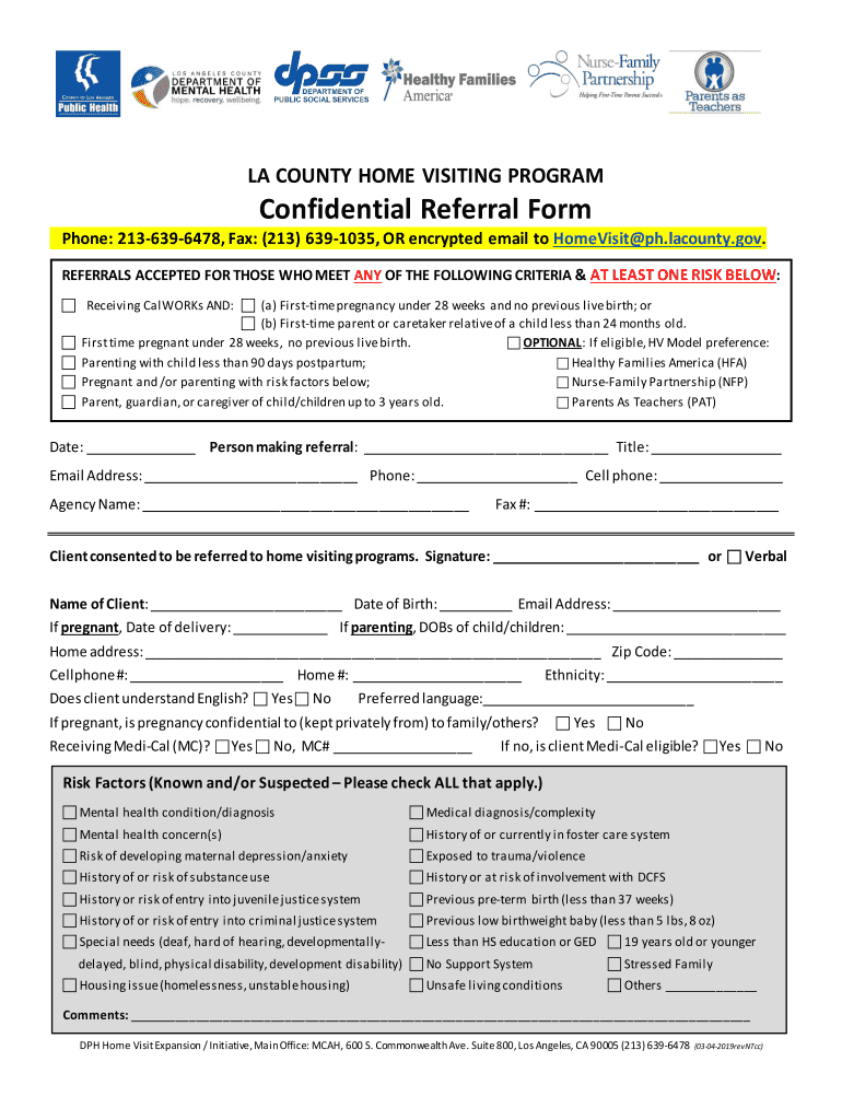 Fillable Online publichealth lacounty About LAMB FollowUp LA County