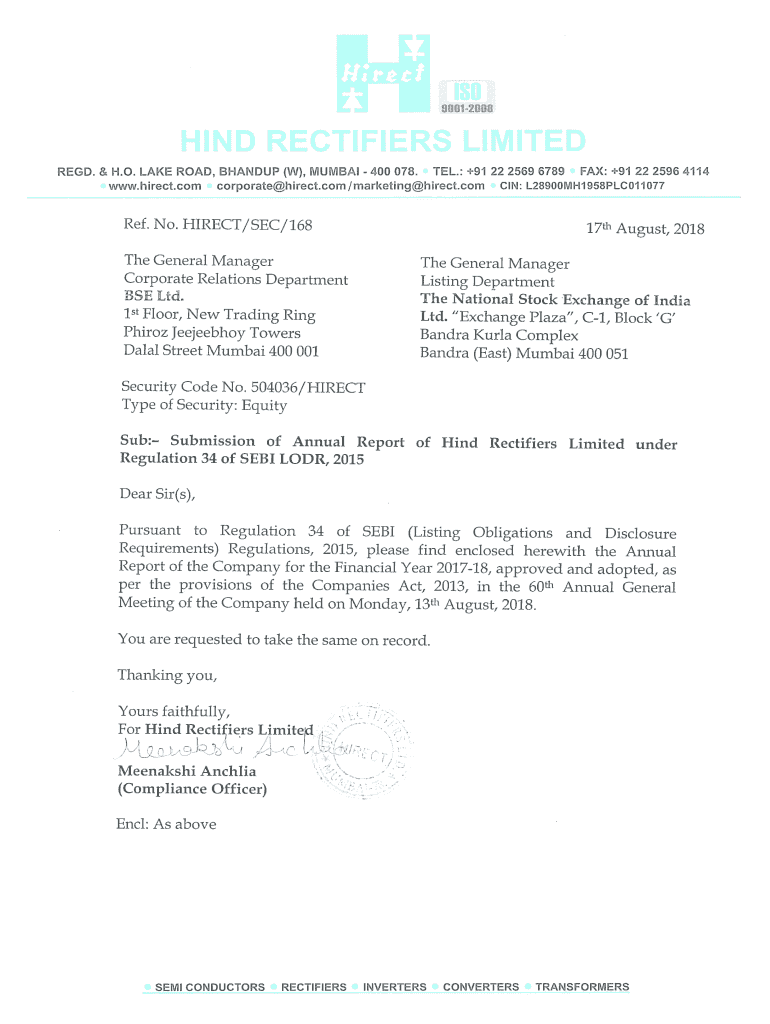 Fillable Online Report Hind Rectifiers Fax Email Print pdfFiller