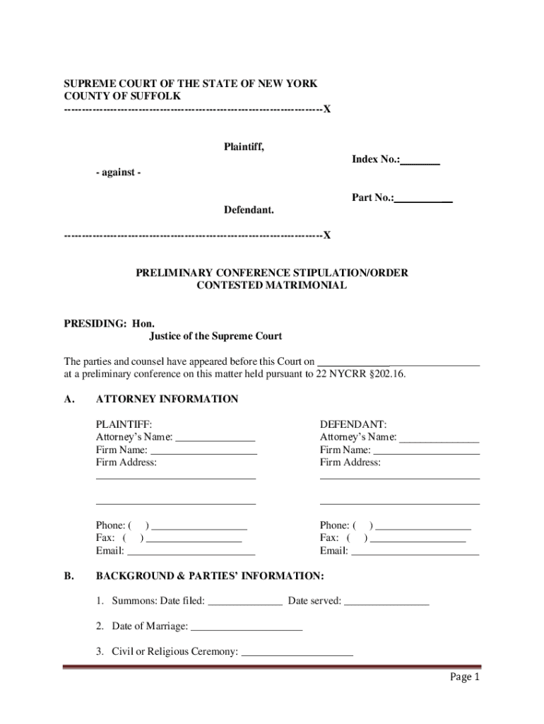 20222024 Form NY Preliminary Conference Stipulation/Order Contested
