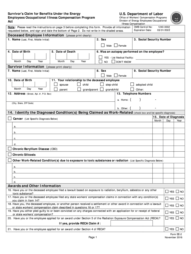 DoL EE2 2016 Fill and Sign Printable Template Online US Legal Forms