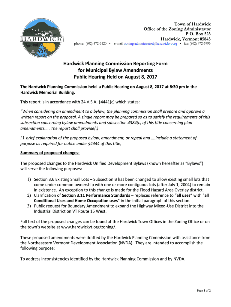 Fillable Online Hardwick, MA Planning Board Town of Hardwick Fax Email Print pdfFiller