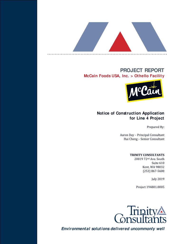 Fillable Online McCain Foods Othello. Notice of Construction