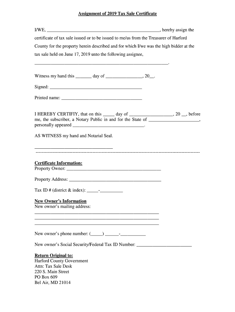 Fillable Online assignment of a tax lien sale certificate Montana