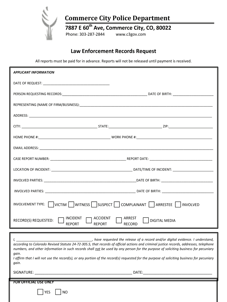 Commerce city police department reviews Fill out & sign online DocHub