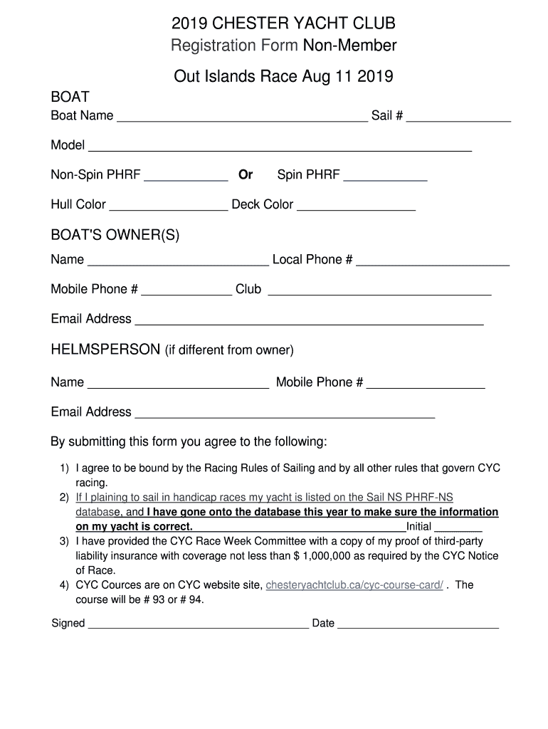 Fillable Online PHRF Rating Certificate Application Duluth Yacht Club