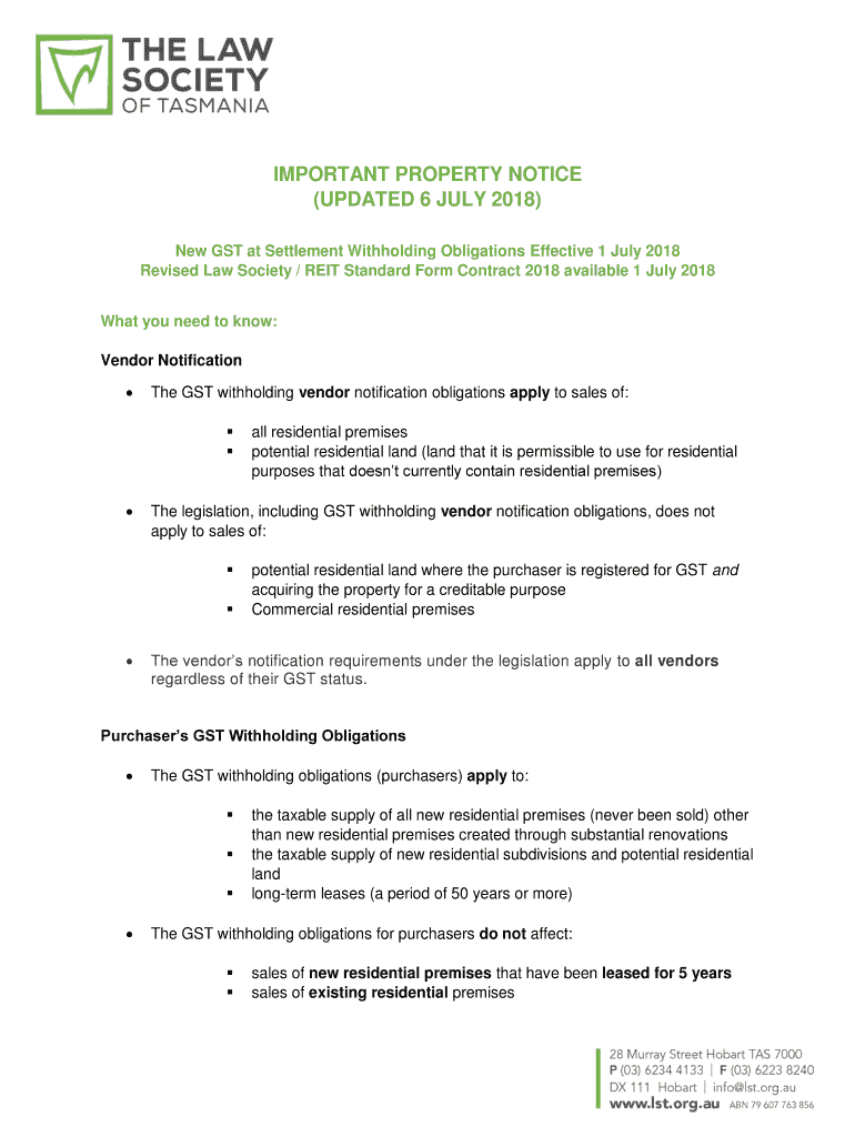 Fillable Online Are you ready? New GST withholding rules to apply to Fax Email Print pdfFiller