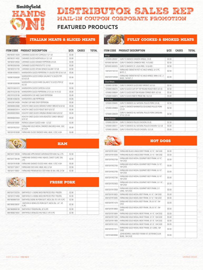 Fillable Online SemiDry Hot Capicola, Sliced, 2 Pound Packages, 6