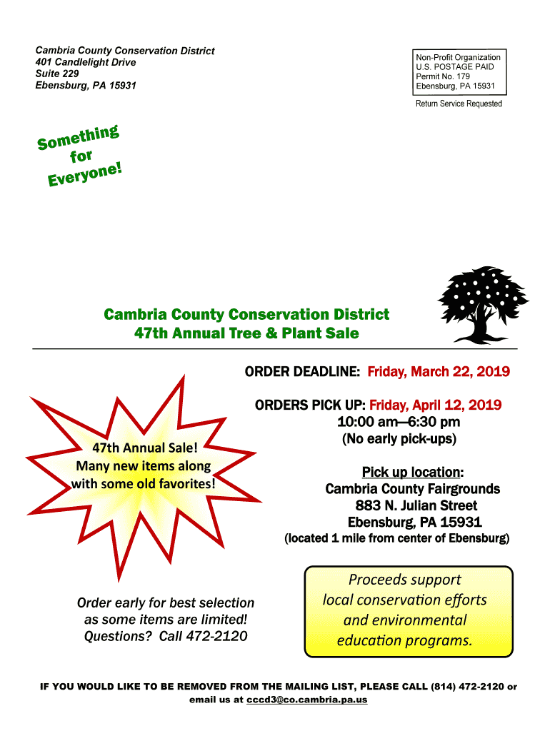 Cambria County Conservation District Tree Sale Fill Online, Printable