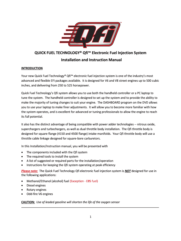 Fillable Online Testing Quick Fuel's New Qfi SelfLearning EFI Hot