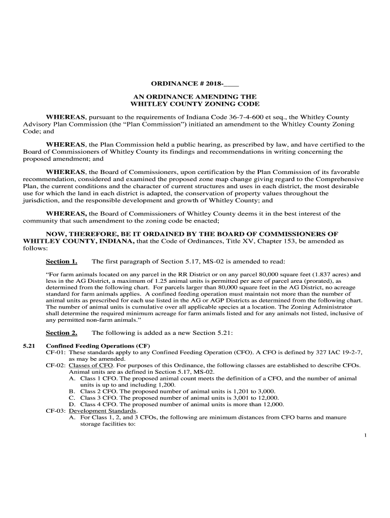 Fillable Online Whitley County, Indiana / Columbia City Plan Commission
