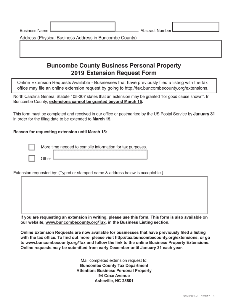 Fillable Online Business Personal Property Extension Request Form