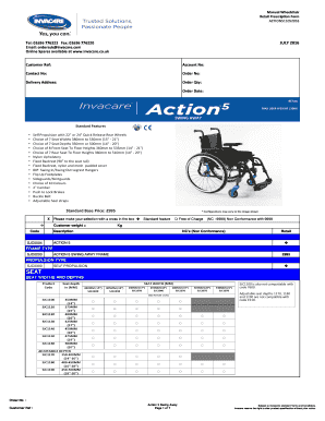 Fillable Online Invacare Wheelchair Economy - Invacare Product