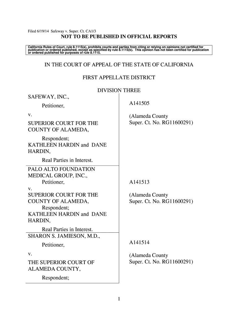 Fillable Online California Rules of Court, Rule 8.1115 Fax Email Print