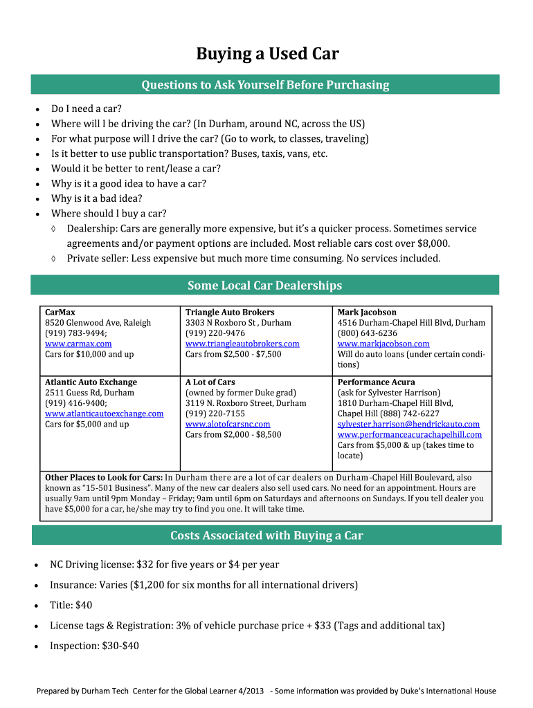 Fillable Online 12 Questions To Ask Yourself Before Buying a New Car