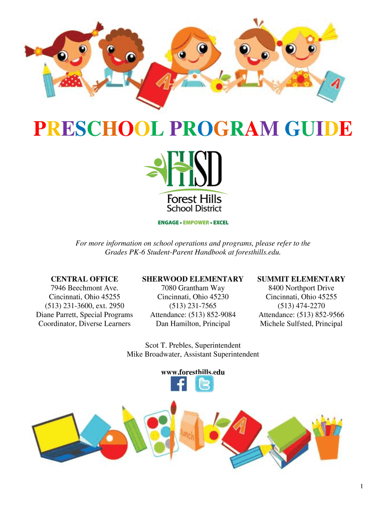 Fillable Online Preschool Program Guide Forest Hills School District