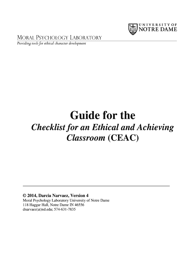 Fillable Online www3 nd Checklist for an Ethical Classroom University