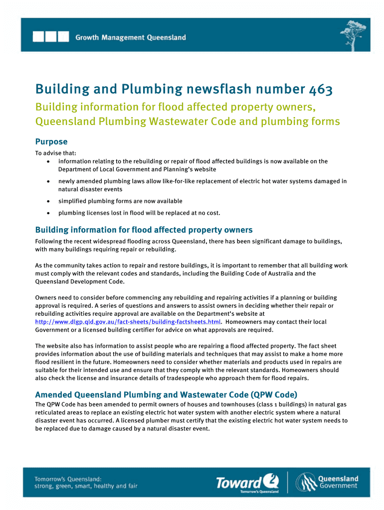 Fillable Online Building and Plumbing newsflash number 463. Building
