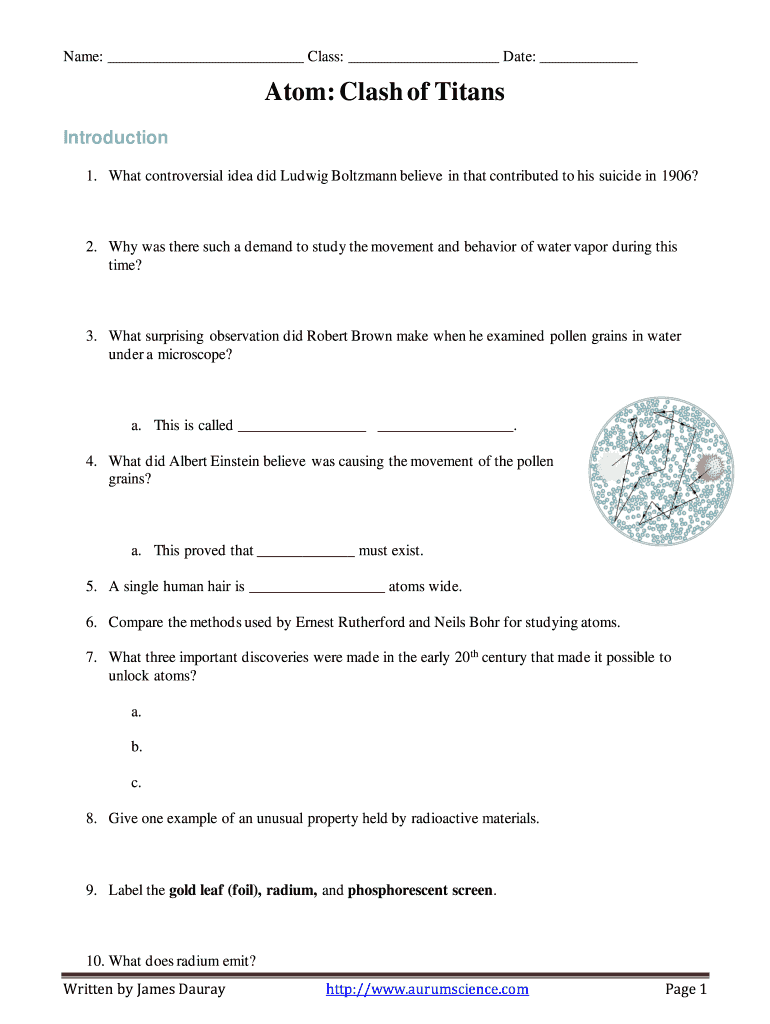 Atom Clash Of The Titans Video Worksheet Answer Key Pdf Fill Online, Printable, Fillable