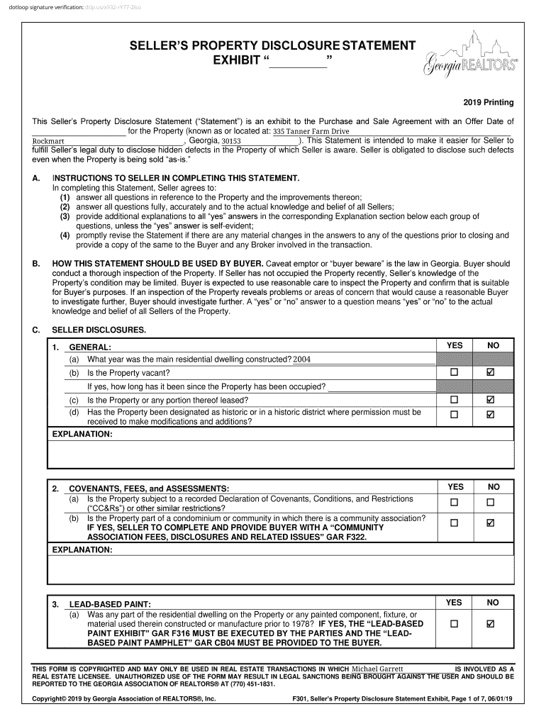 Fillable Online seller's property disclosure statement (lot/land