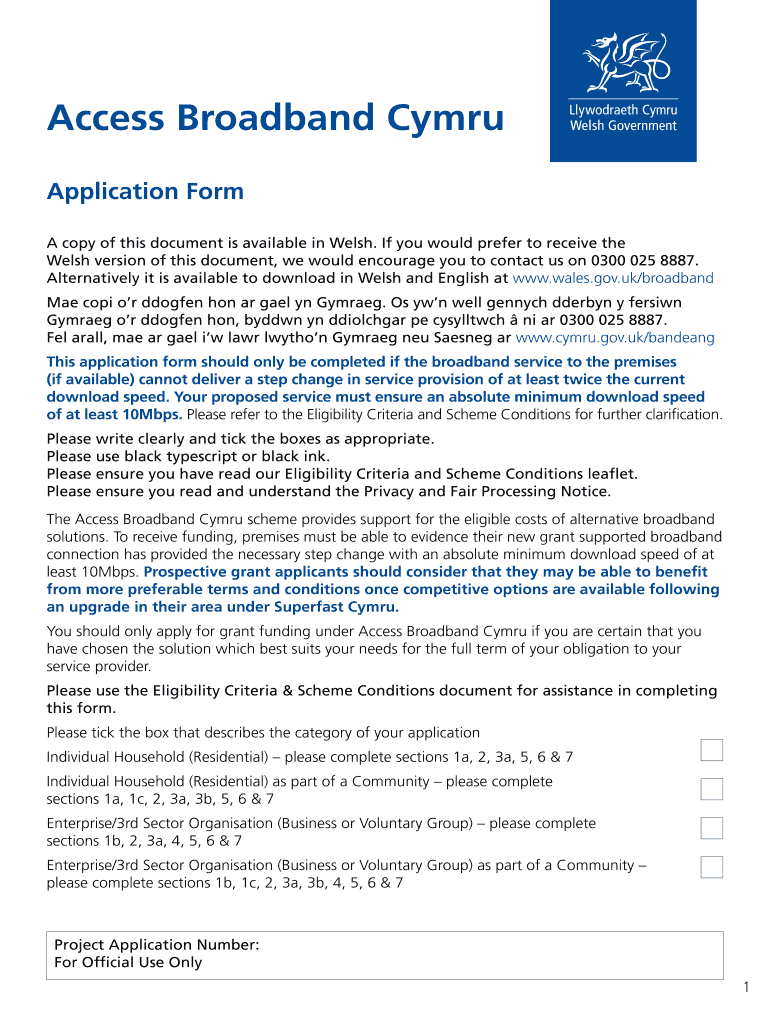 Fillable Online Access Broadband Cymru. Access Broadband Cymru