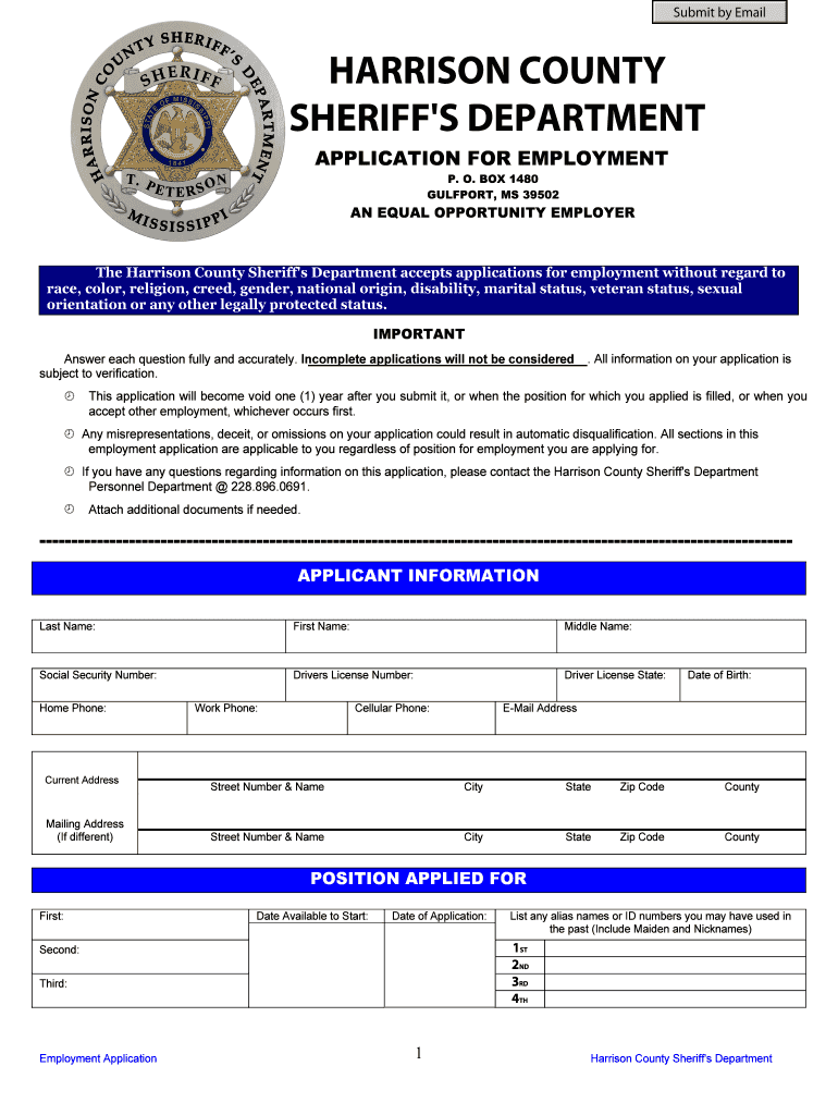 Fillable Online HARRISON COUNTY SHERIFF'S DEPARTMENT Fax Email Print