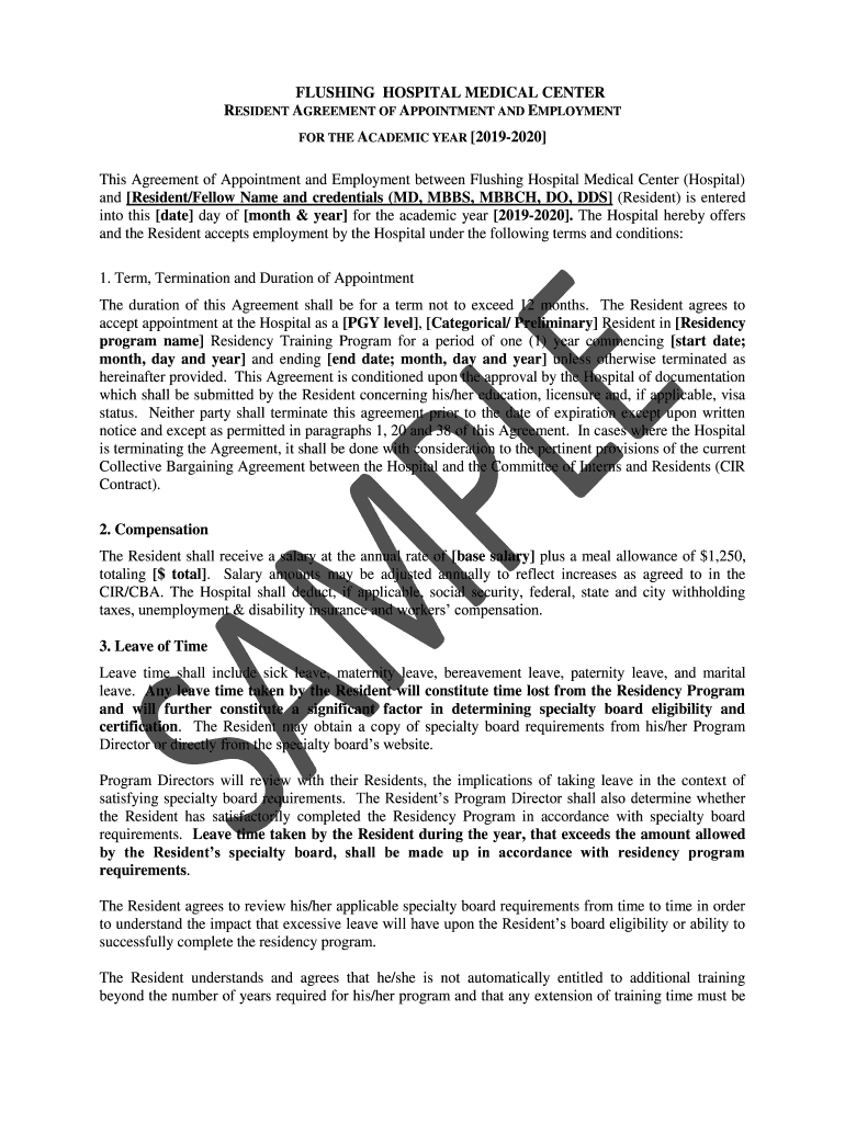 Fillable Online This Agreement of Appointment and Employment between