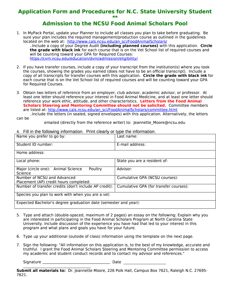 Food Animal Scholars ProgramAnimal ScienceNC State projects ncsu