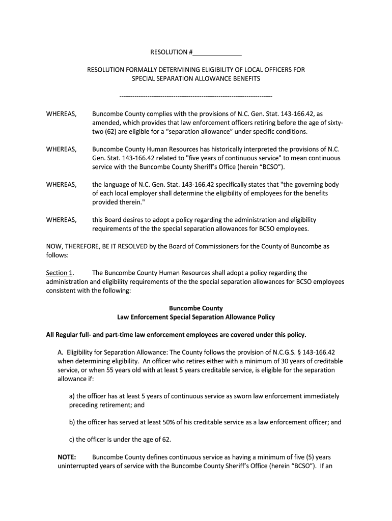 Fillable Online 143166.41. Special separation allowance. NC State