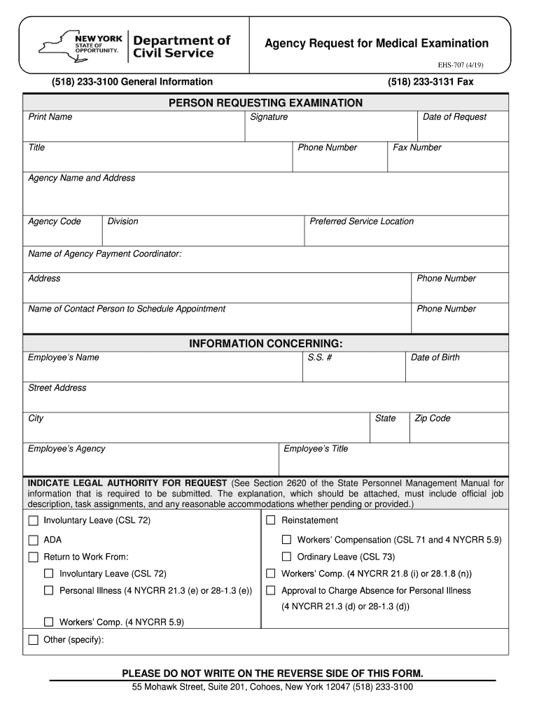 Nys civil service ehs 707 Fill out & sign online DocHub