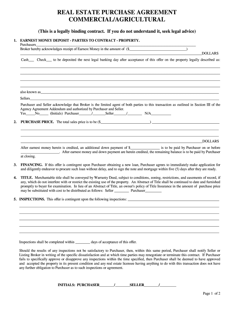 Simple commercial real estate purchase agreement Fill out & sign