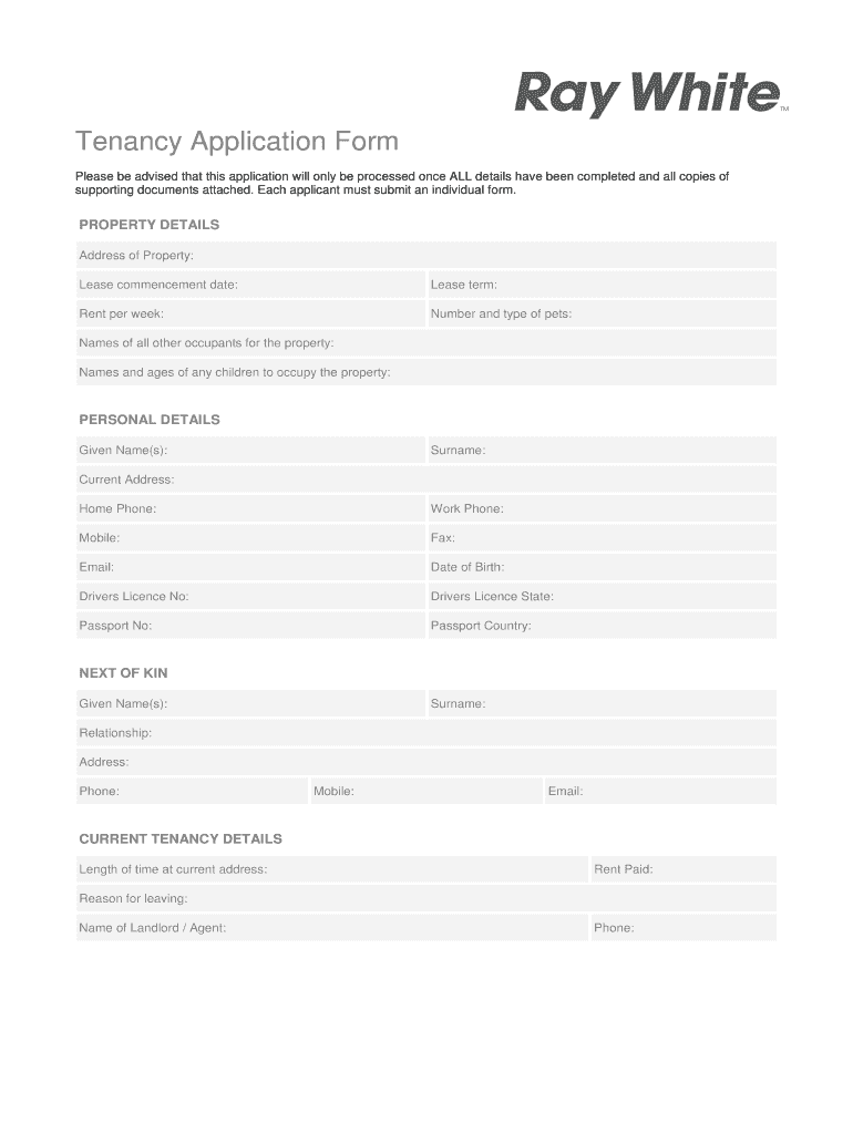 Fillable Online Tenancy Application Form (1) Fax Email Print pdfFiller