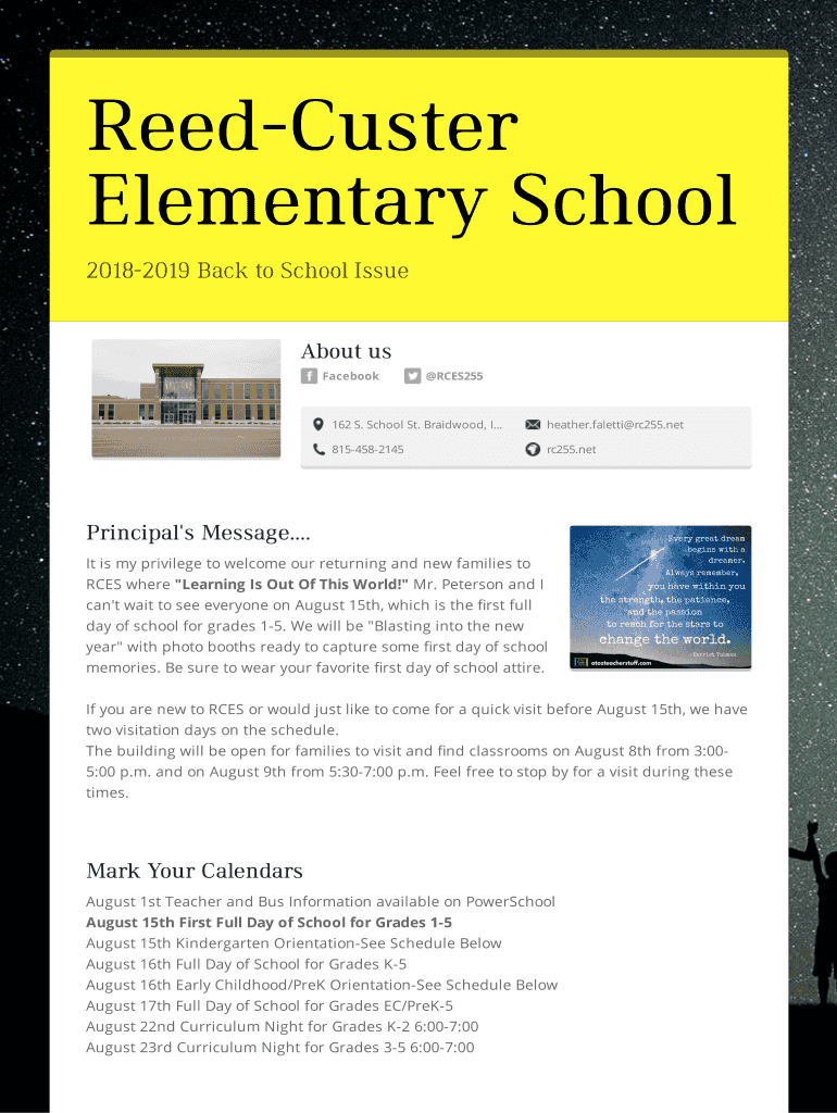 Fillable Online ReedCuster Elementary School Fax Email Print pdfFiller