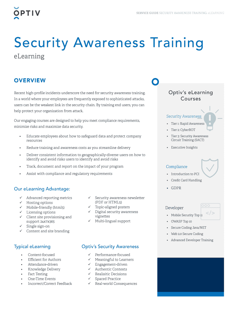 Fillable Online Security Awareness Training Optiv Fax Email Print