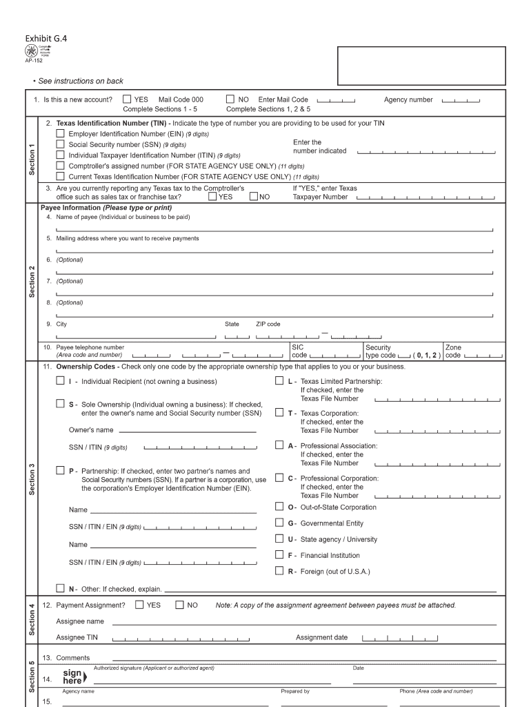 Fillable Online AP152 Application for Texas Identification Number Federal Fax Email Print