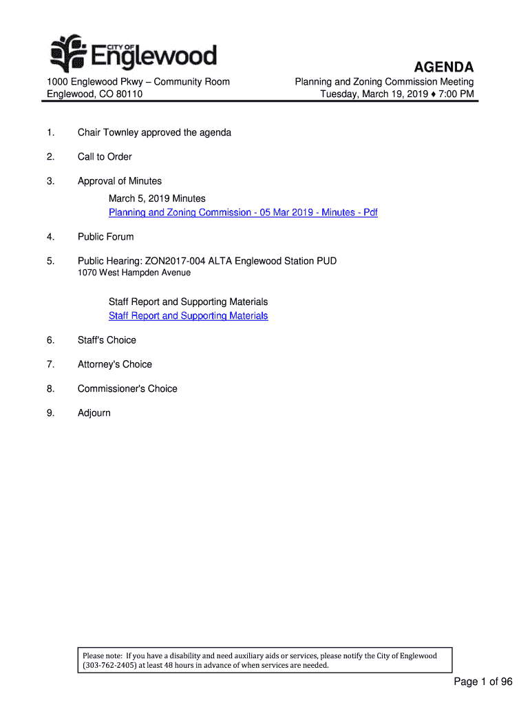 Fillable Online Planning and Zoning CommissionCity of Englewood