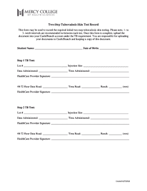 Fillable Online Two-Step Tuberculosis Skin Test Record Fax Email Print