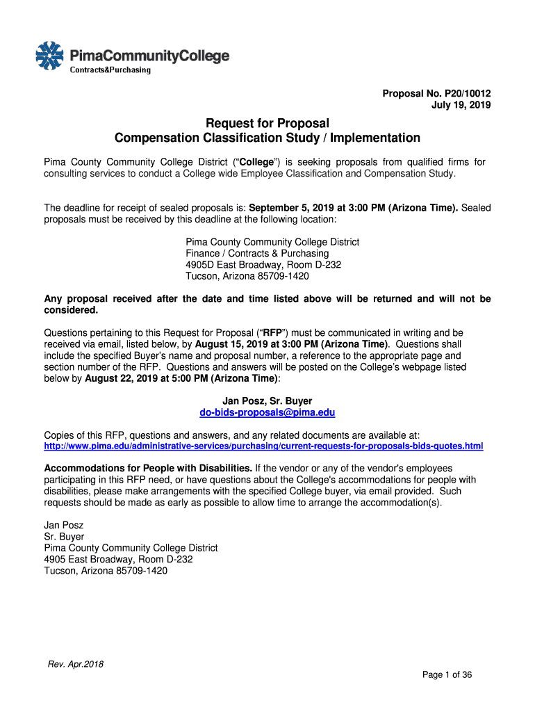 Fillable Online Request for Proposal Auction Services Pima Community