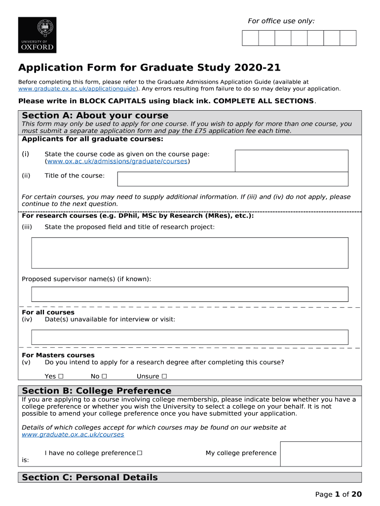 Paper Application (202021 entry) University of Oxford Doc Template