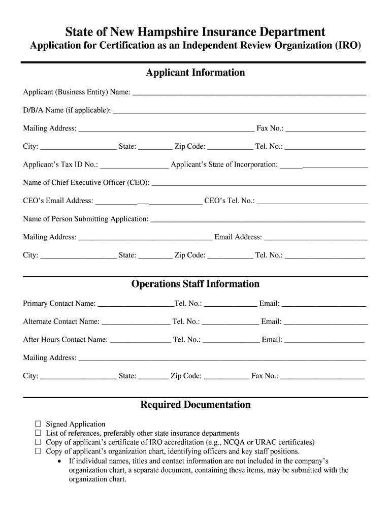 Fillable Online Application for Certification as an Independent Review