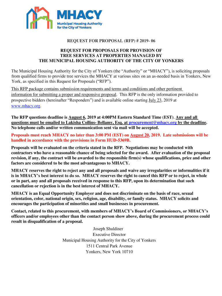 Fillable Online rfp Municipal Housing Authority for the City of
