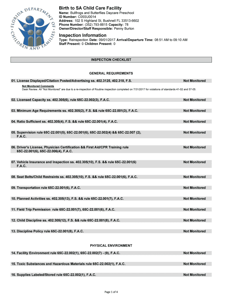 Fillable Online Name Bullfrogs and Butterflies Daycare Preschool Fax