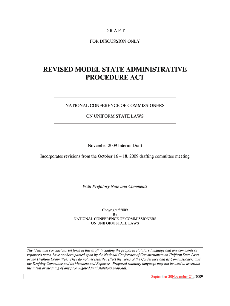 Fillable Online Model State Administrative Procedure Act Q/A