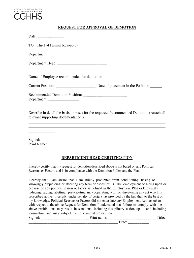Fillable Online Notice of Demotion State Universities Civil Service