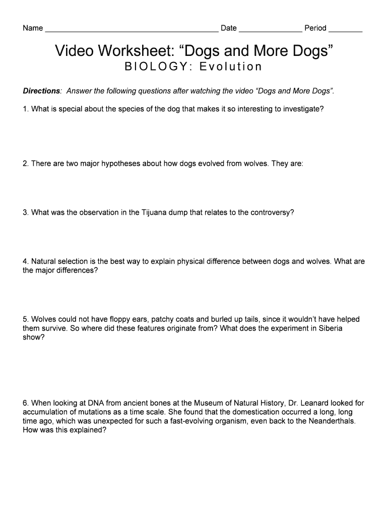 Video Worksheet Dogs And More Dogs Answer Key Fill Online, Printable, Fillable, Blank pdfFiller