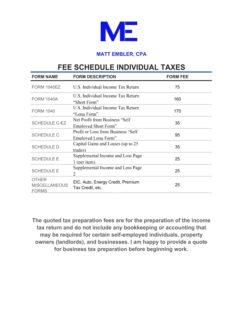Fillable Online Firm Fee Schedule Fax Email Print pdfFiller