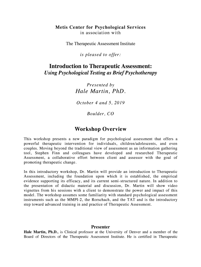 Fillable Online Metis Center for Psychological Services,... Colorado