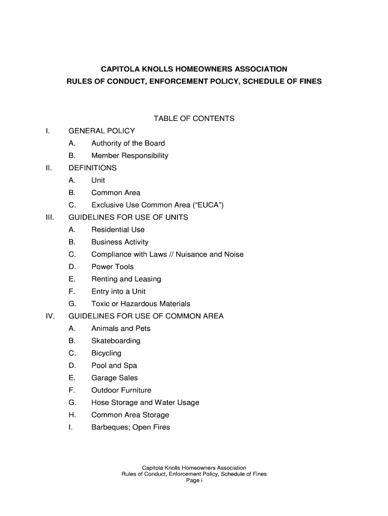 Fillable Online capitola knolls homeowners association pool and spa rules Fax Email Print